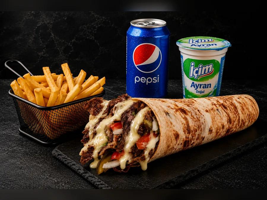 Kaşarlı Et Dürüm Menü Ayran